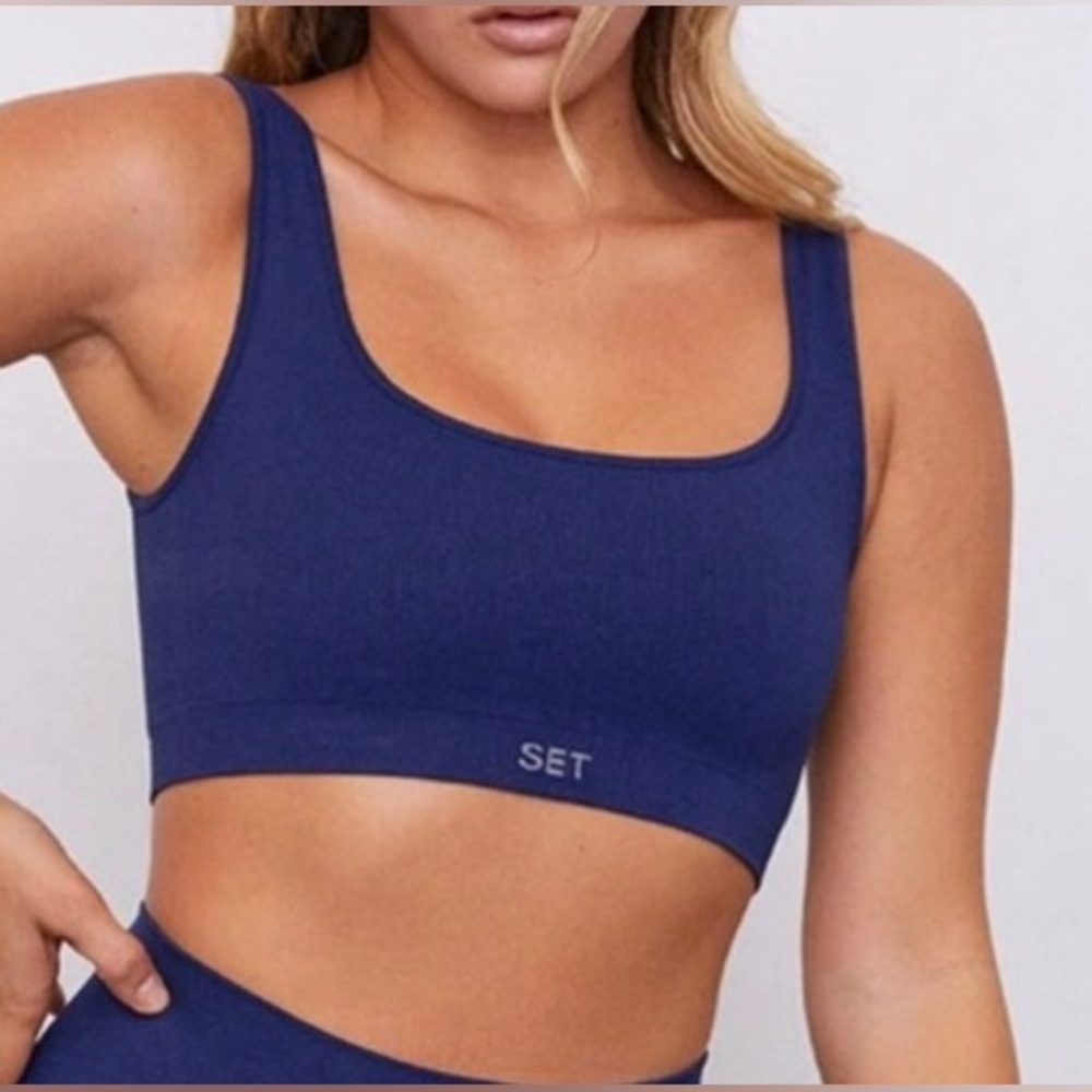 SET Active Sculptflex Box Cut Bra and leggings navy/blue